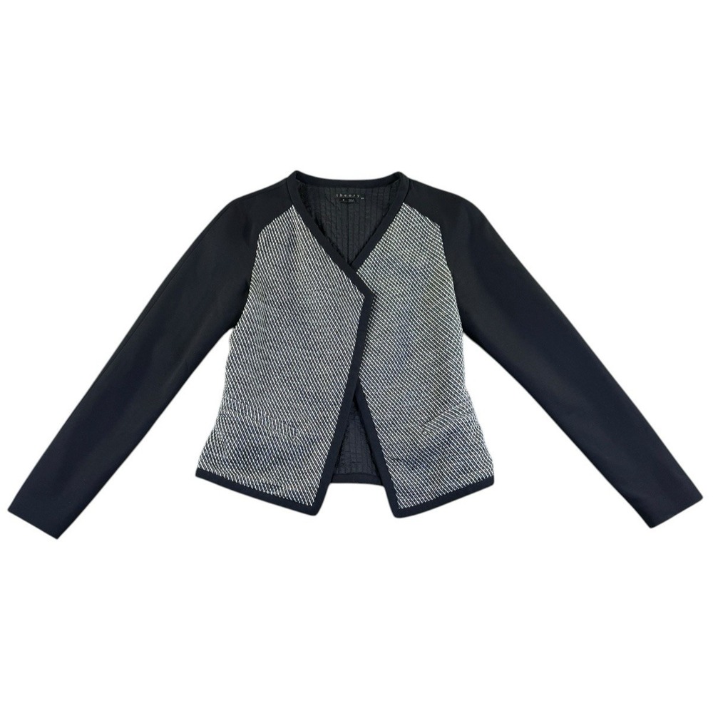 Theory Danube Moditas Open Front Black & White Jacket Womens Size 4